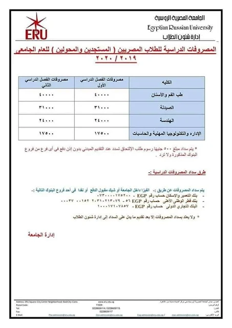 مصروفات ورسوم الجامعة الروسية 2020-2019 لكليات طب الفم والاسنان والصيدلة والهندسة وجميع الكليات