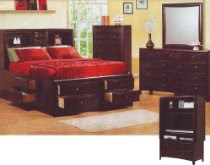 Queen Size Bedroom Set Cappuccino Finish Chest Bed New