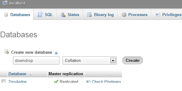 localhost database  create structure image