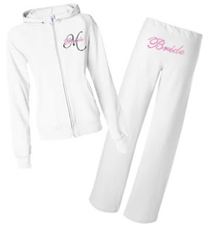 Personalized Bride Zip Hoodie  Pant Set with Initial