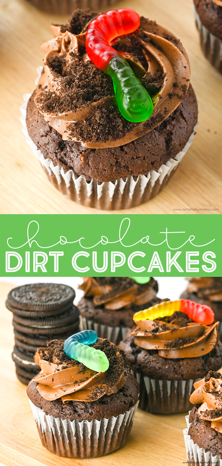 Dirt Cupcakes with Gummy Worms