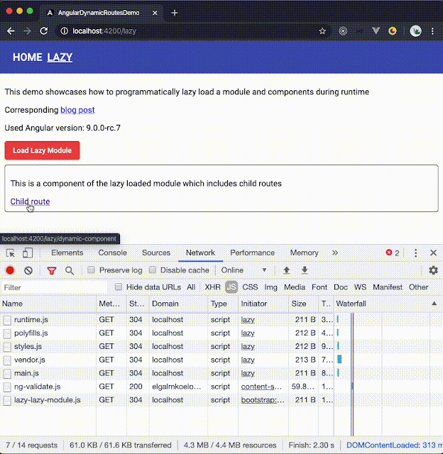 Angular lazy component