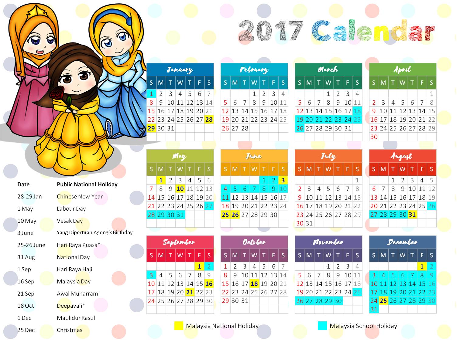 FREE 2017 Little Muslimah Calendar ~ Islamic Homeschooling 