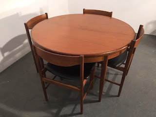 IB Kofod Larsen extendable G Plan dining table and four chairs - OCD Vintage
