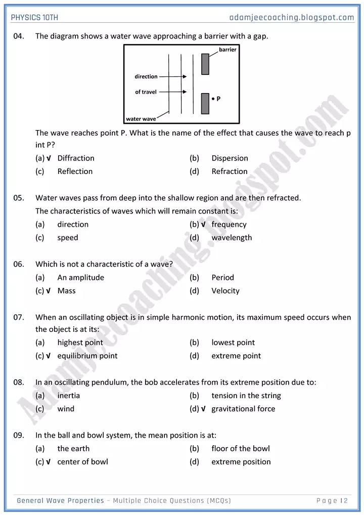 general-wave-properties-mcqs-physics-10th