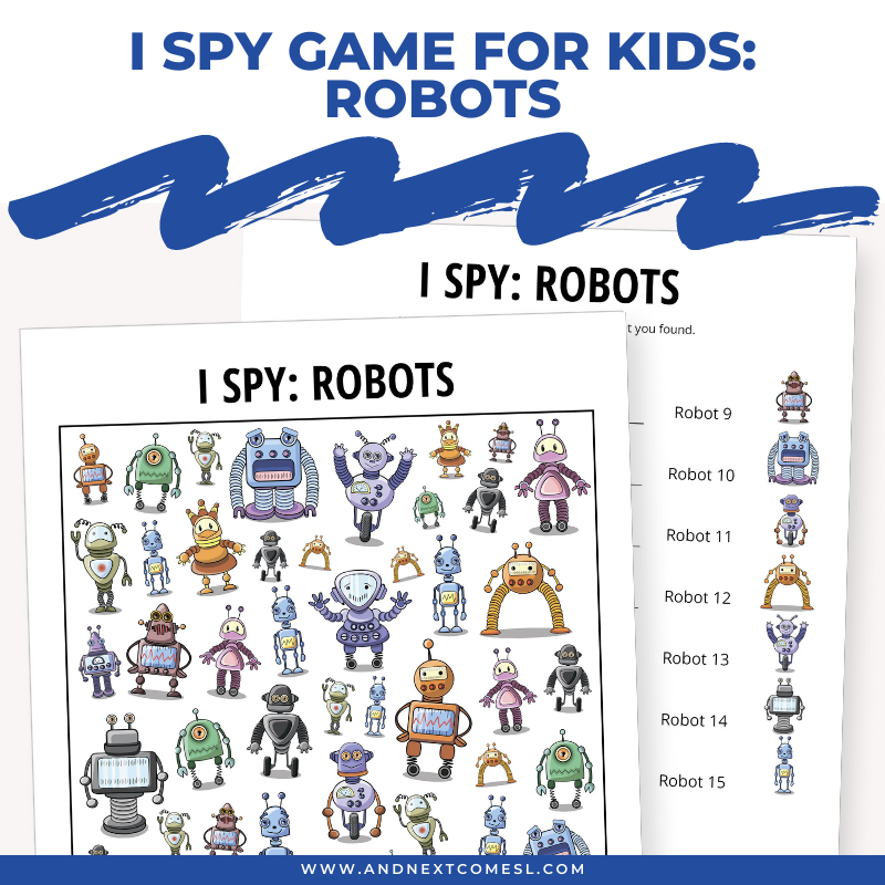 Printable robots I spy game for kids