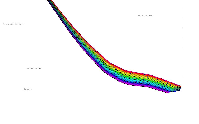 Contour map software of northwestern part of San Andreas fault map