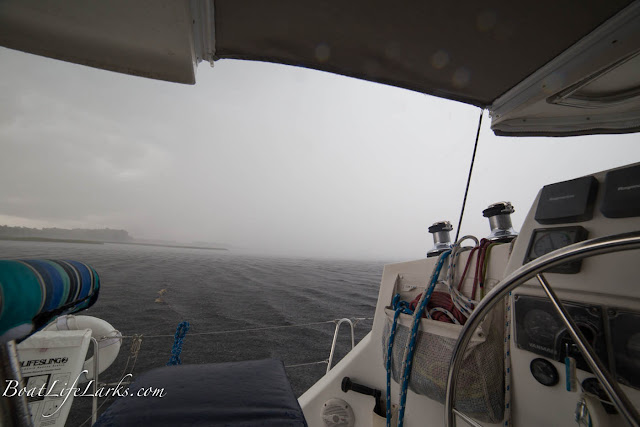 Rain from a sailboat, ICW, North Carolina