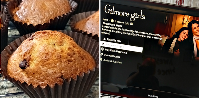 Muffins and Gilmore Girls on the TV