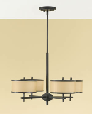 Murray Feiss F2346/4DBZ Casual Luxury 4-Light Chandelier Dark Bronze with Individual Shades