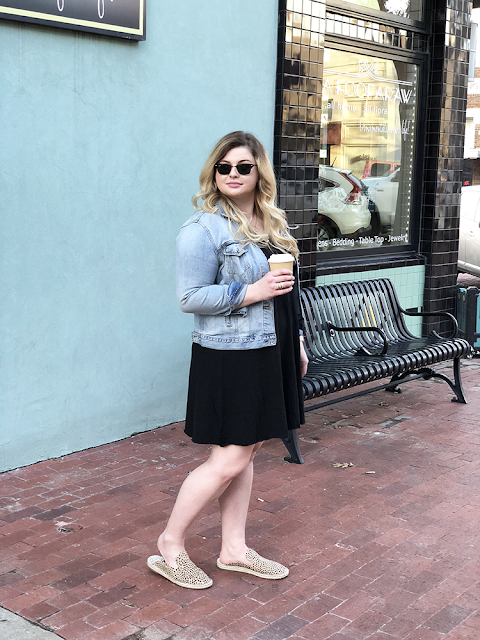 target style universal thread cotton dress summer style spring style denim jacket lucky brand louis vuitton marly monogram crossbody bag rayban clubmaster sunglasses coffee weekend style