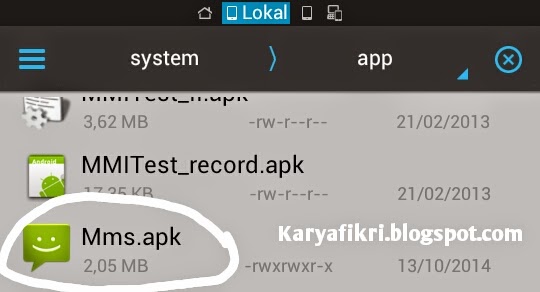 Mengganti aplikasi mms.apk dengan mms.apk mod pada ...