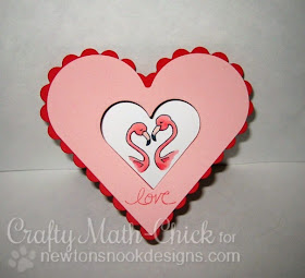 Heart Shaped Valentine card by Crafty Math-Chick  | Flirty Flamingos Stamp set by Newton's Nook Designs