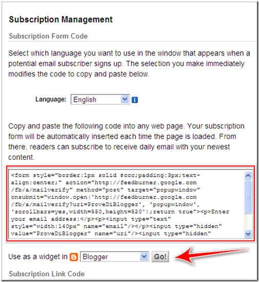 come creare form newsletter blogger