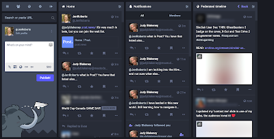 mastodon user home page with columns