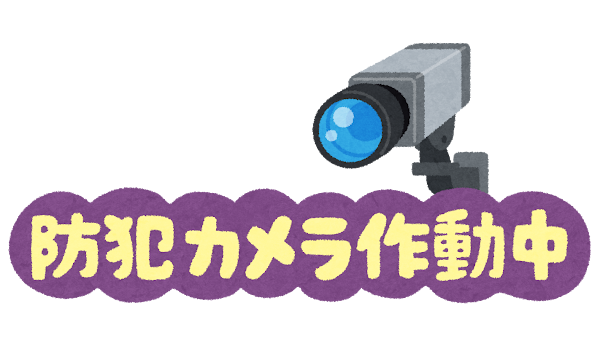 「防犯カメラ作動中」のイラスト文字