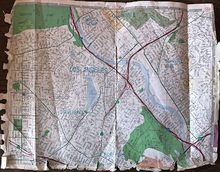 The old Thomas Brothers Map,Los Angeles, Orange and San  Diego County Foldout Map, Los Angeles, California, page, grid, Mary Cummins, Real Estate Appraiser, Real Estate Appraisal, 1991, Rand McNally, cartography, maps, Thomas Brothers Guide, Thomas Bros, index, guide