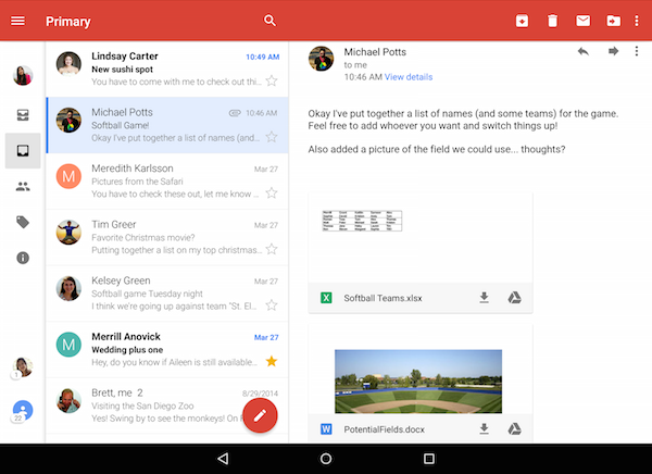 where does gmail download attachments android