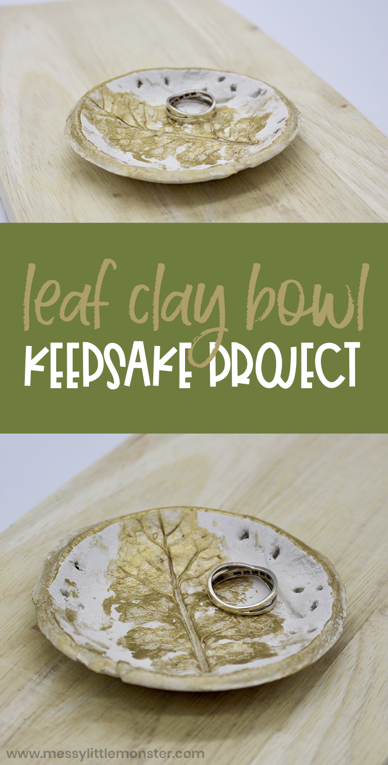 Clay leaf bowl. Air dry clay bowls. Fall leaf craft for kids.
