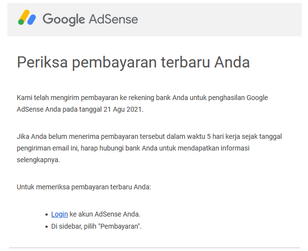 Pembayaran Adsense