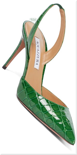 ♦Aquazzura So Nude green croc-effect leather pumps #aquazzura #shoes #green #pantone #brilliantluxury