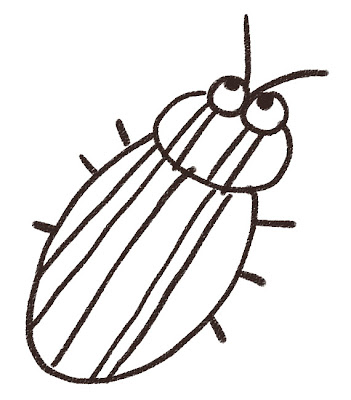 タマムシのイラスト（虫） モノクロ線画