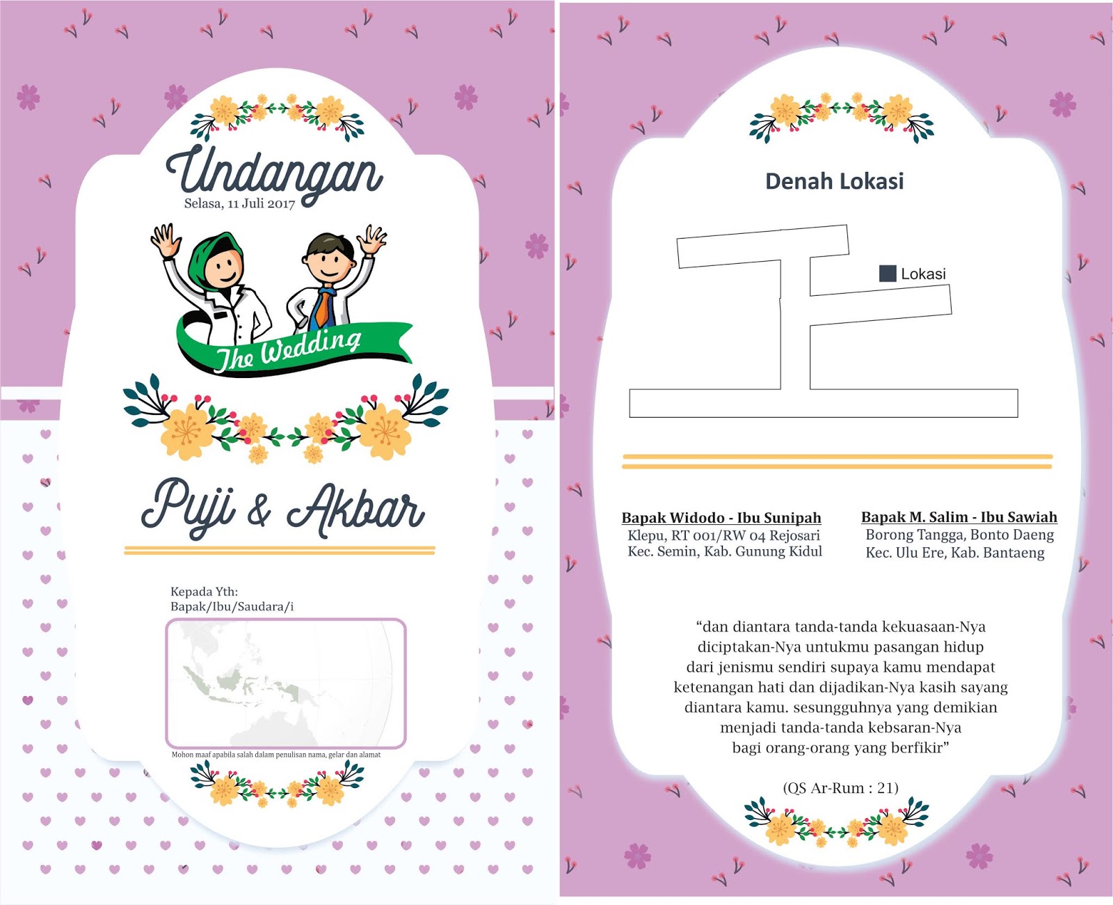  Download  Desain  Undangan  Pernikahan  Elegan Pink Putih dan 