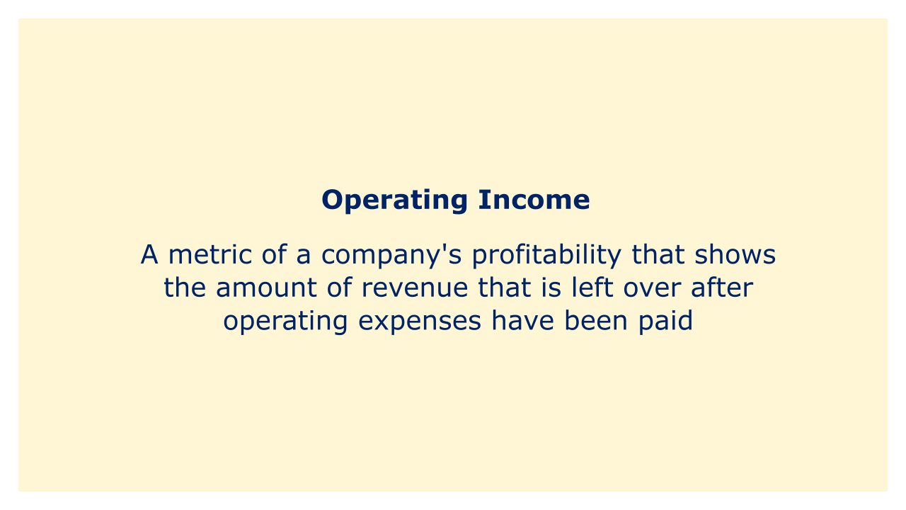 A metric of a company's profitability that shows the amount of revenue that is left over after operating expenses have been paid.