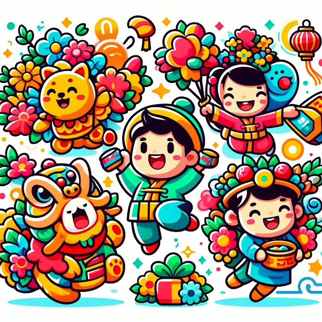 Attractive illustration of Chinese Spring Festival emojis