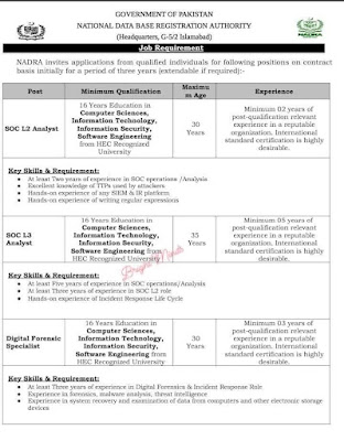 New Announced Jobs NADRA in Pakistan 2023