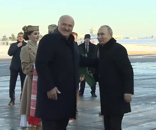 Putin Embraced By Lukashenko In Rare State Visit As Fears Mount Belarus Could Join Offensive