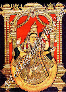 Saraswati, Goddess of Learning and Wisdom Thanjavur Painting