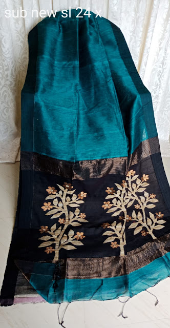 Linen Jamdani  Silk Saree 