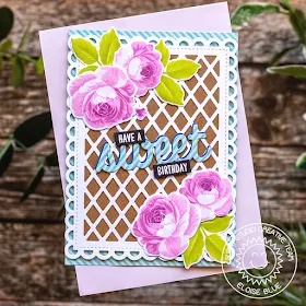 Sunny Studio Stamps: Everything's Rosy Frilly Frames Floral Birthday Card by Eloise Blue