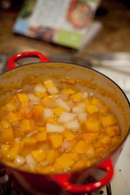 cooking butternut squash soup