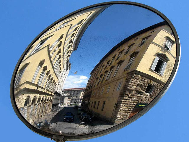 Building reflected in convex mirro, Livorno