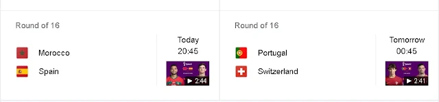 FIFA World Cup: Morocco vs Spain and Portugal vs Switzerland today