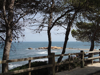 Tarragona beach behind trees