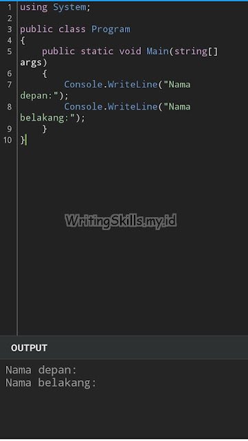 Contoh Output Bahasa C# dengan Multiple Statements