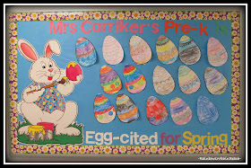 photo of: Easter Egg Bulletin Board in Preschool via RainbowsWithinReach
