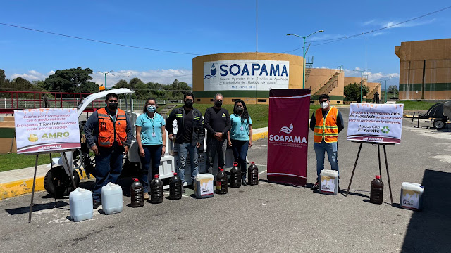 SOAPAMA entrega aceite de cocina usado a la empresa AMRO para reciclar