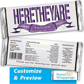 photo of personalized weding candy bar wrapper