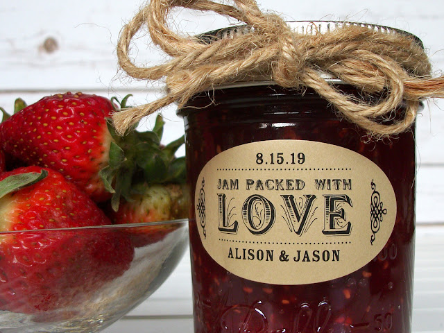 Kraft Oval Jam Packed with Love Mason Jar Labels