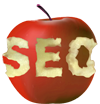 SEO logo in apple bites