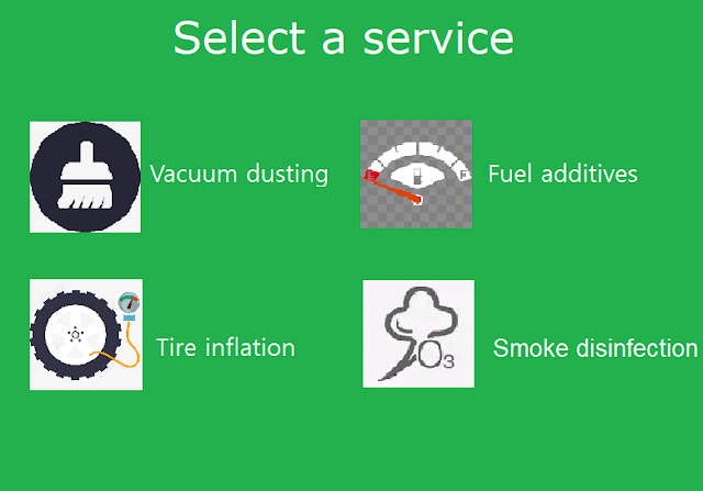 Auto service station main menu 4 function selection