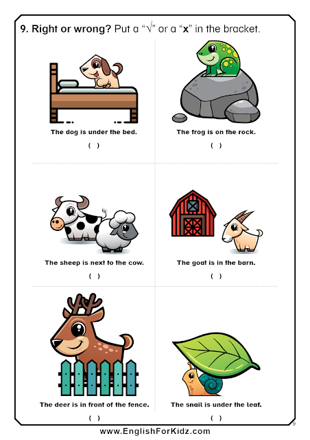 Prepositions of place worksheets with pictures