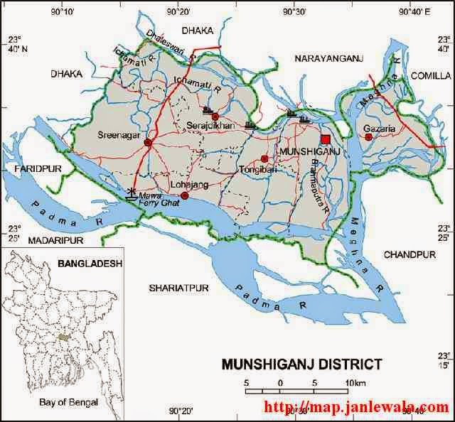 munshiganj zila map of bangladesh