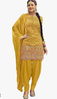 Yellow mirror Work Patiyala dress