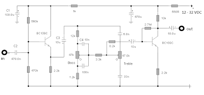 audio tone control  2 transistor