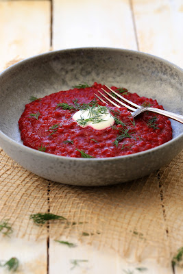 fregola sarde, risotto , betteraves rouges 